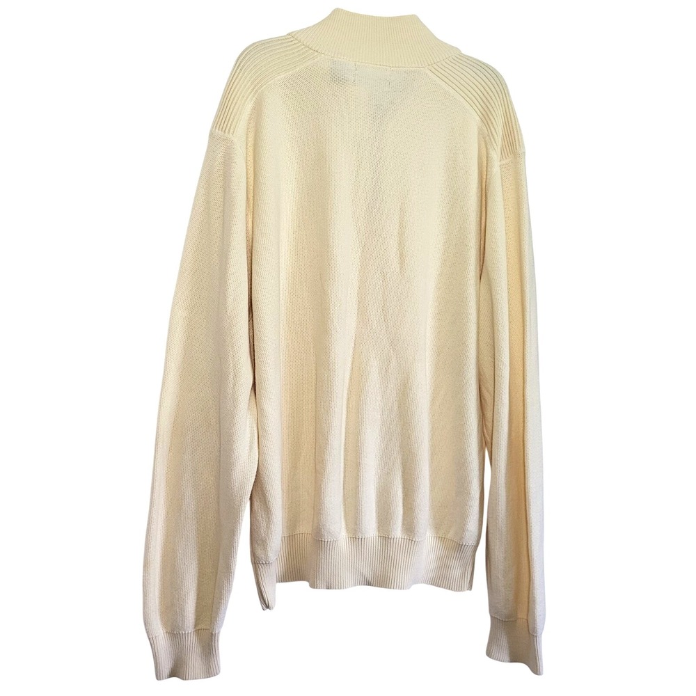 W.H. Belk Sportswear Men's Preppy Ivory 1/4 Zip Long Sleeve Pima Sweater XL Vtg - Picture 4 of 4